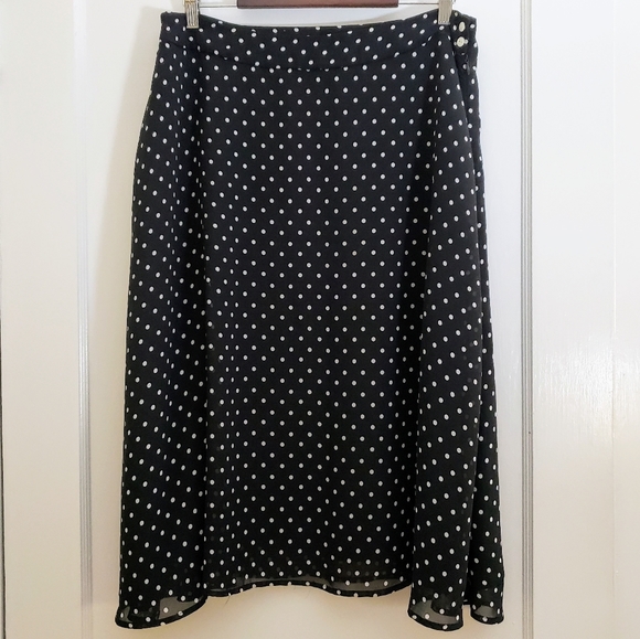 Nine West Dresses & Skirts - Nine West | 16W polka dot skirt black white